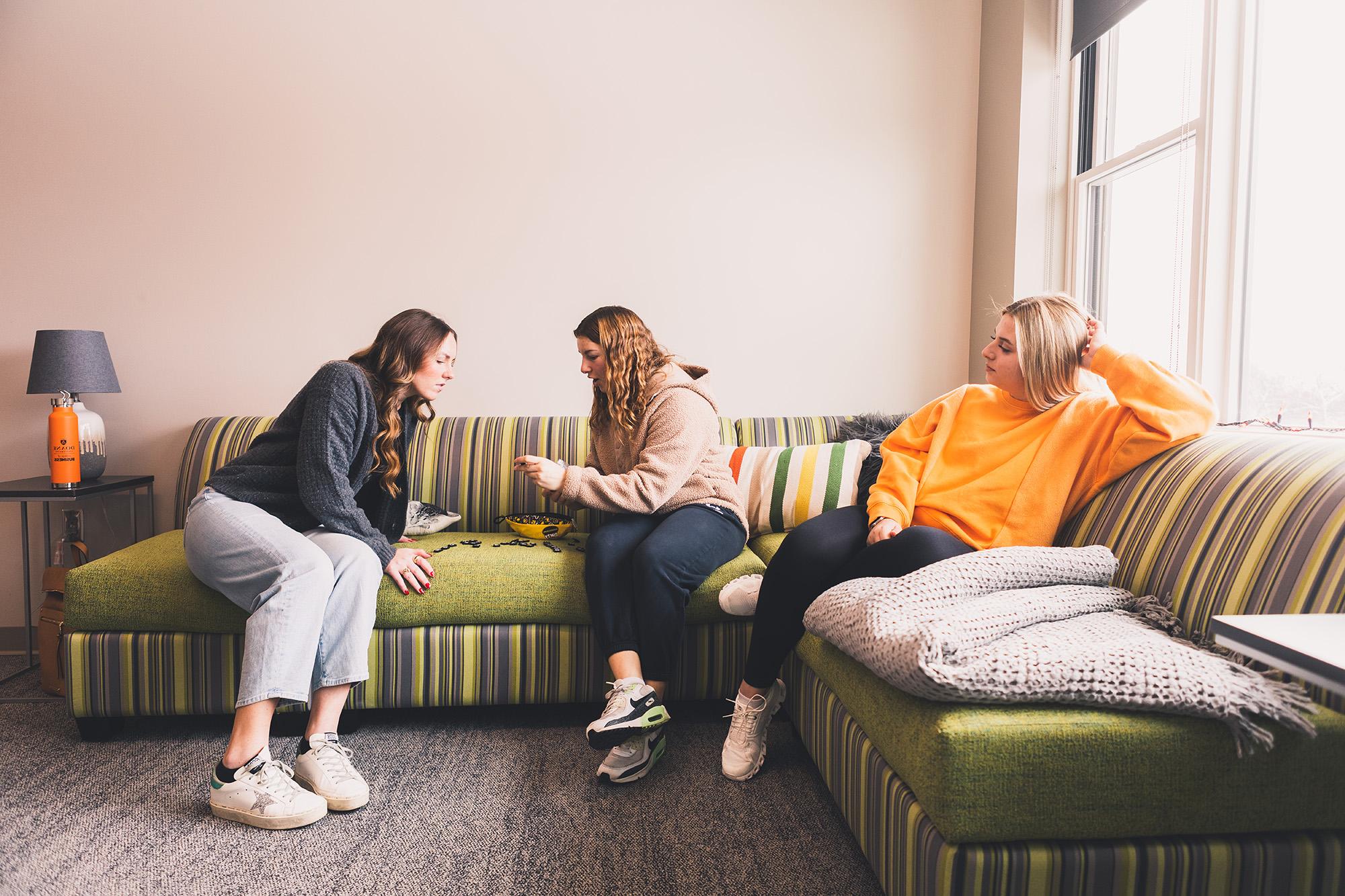 Students playing a game in Brodie Hall